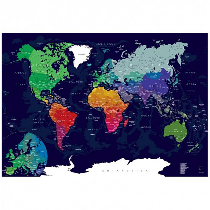 Картинка Стирающаяся скретч-карта мира Blue A1 84х59,4 см от магазина подарков и сувениров Amaze.kz