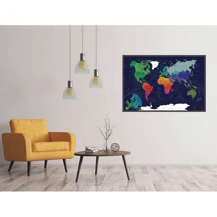 Картинка Стирающаяся скретч-карта мира Blue A1 84х59,4 см от магазина подарков и сувениров Amaze.kz