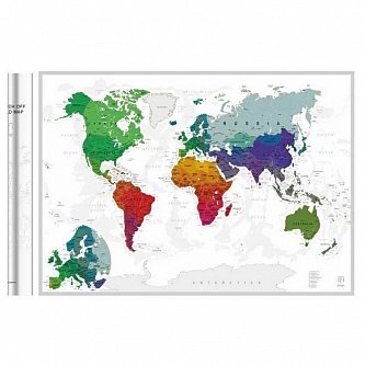 Скретч карта мира со стирающимся слоем Silver A1 84х59,4 см