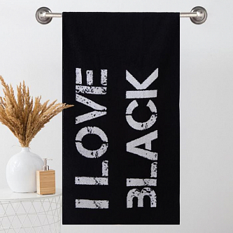 Полотенце махровое «I love black» пестроткань 70х130 см
