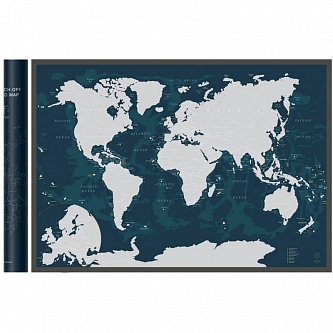 Скретч карта мира со стирающимся слоем Green A1 84х59,4 см