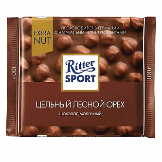 Шоколад темный Ritter Sport с цельным миндалем, 100 г